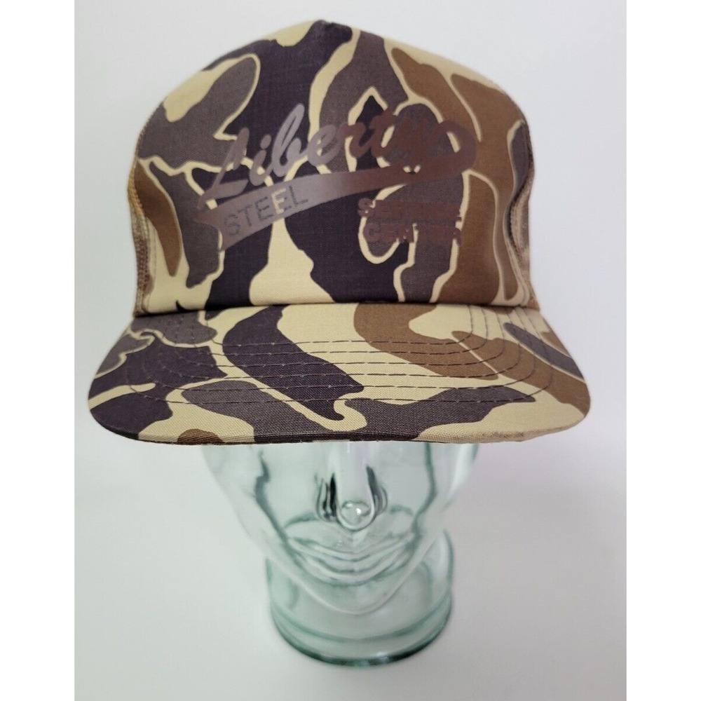 Vintage Liberty Steel Service Center YoungAn Camo Mesh Snapback Trucker Hat